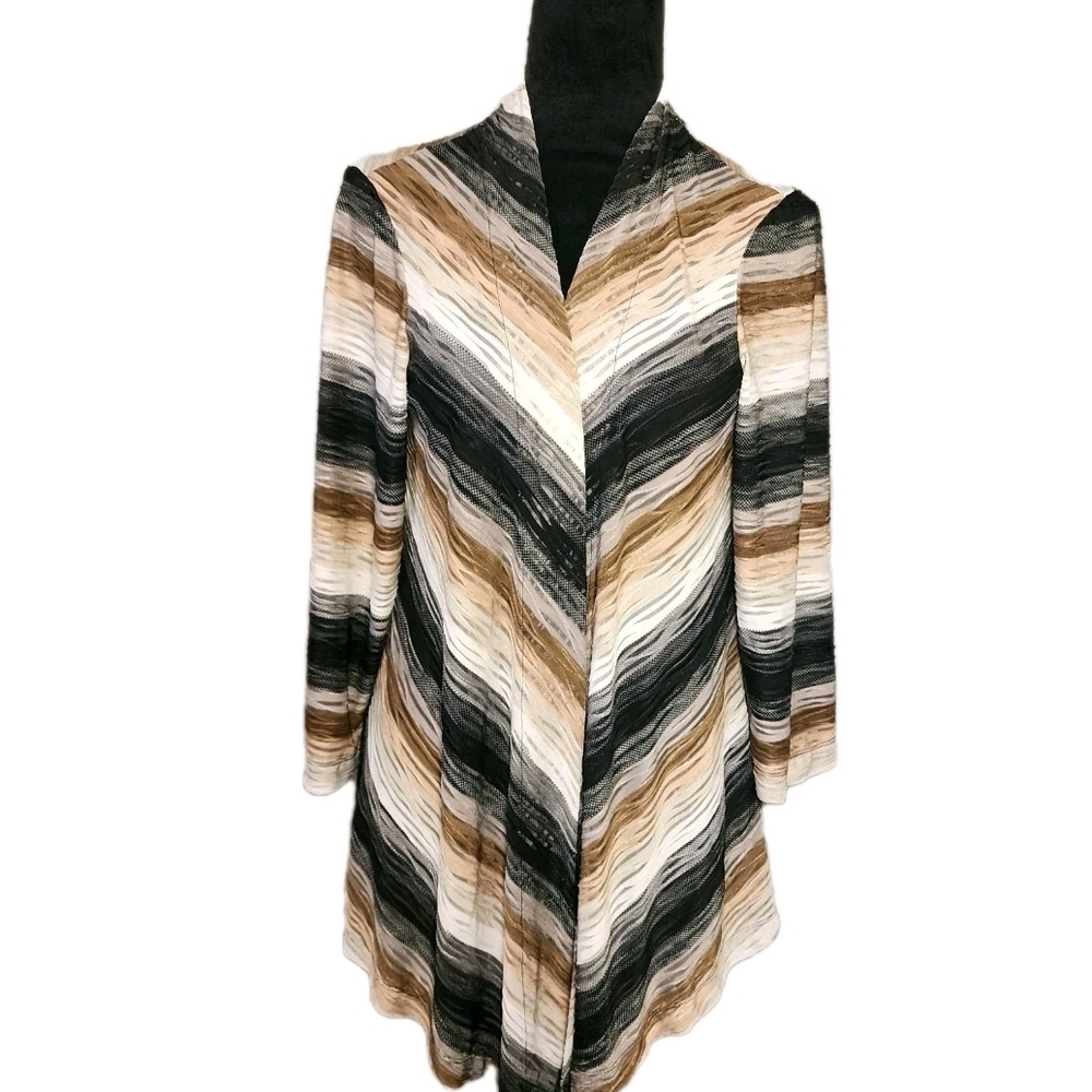 Kate & Mallory Stretch Knit Open Front Cascade Duster Cardigan Size M